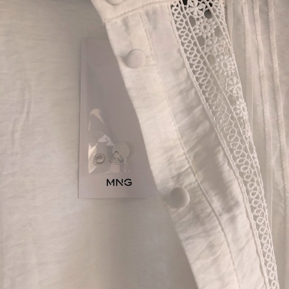 New with tags Mango poplin boho shirt peasant blouse openwork MNG sz xs HP❤️‍🔥 - Picture 8 of 9
